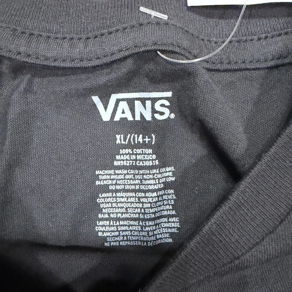 NWT Vans Boys XL Long Sleeve Shirt Black Flame Checkerboard Off The Wall ws